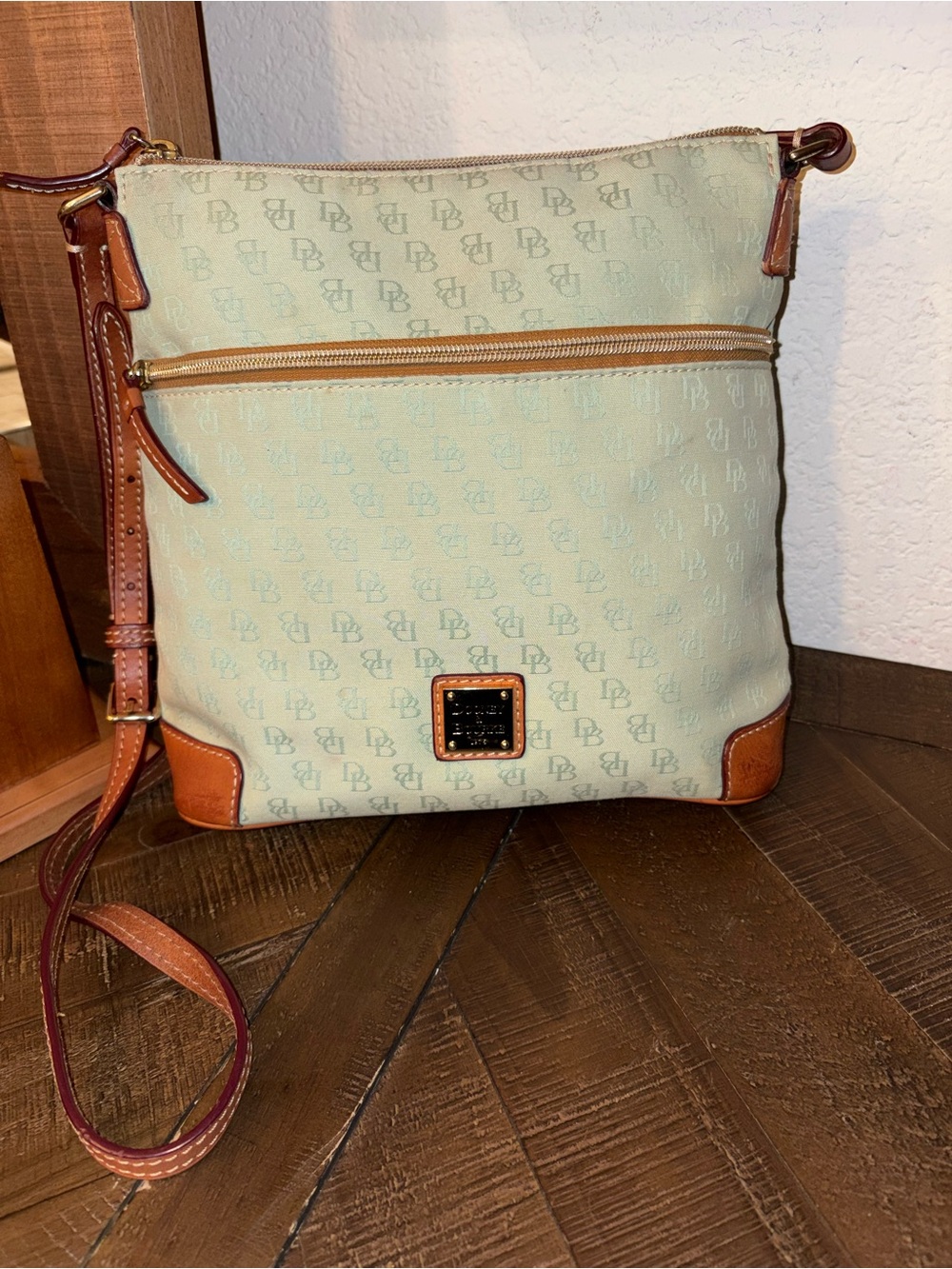 Dooney & Bourke Signature DB Monogram Canvas Crossbody | Sage Mint Jacquard
